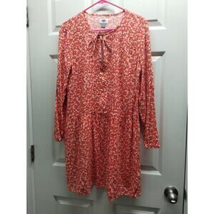 Old Navy Women's Size Medium Orange Floral Long Sleeve Cottagecore Boho Dress